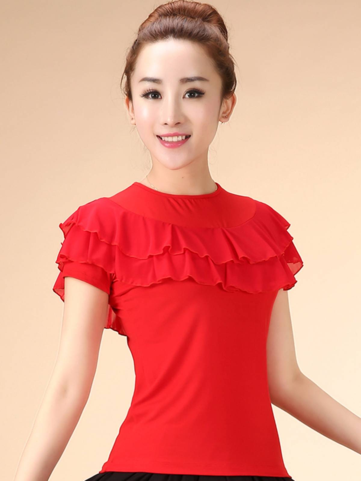 New dance clothing long -sleeved Latin dance clothing women's square dance service practice dancing practice performance service big cotton cotton cotton