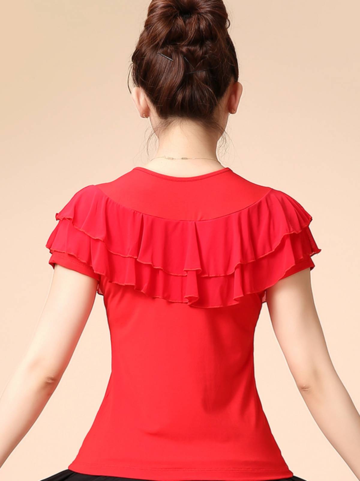 New dance clothing long -sleeved Latin dance clothing women's square dance service practice dancing practice performance service big cotton cotton cotton