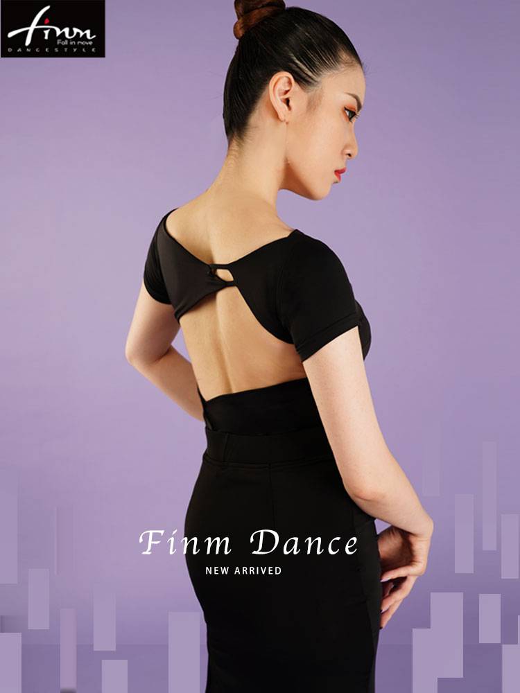FINM Latin Dance Practice Female Female 2020 New Short -sleeved Top Sexy Scholes Sexual Art Exam