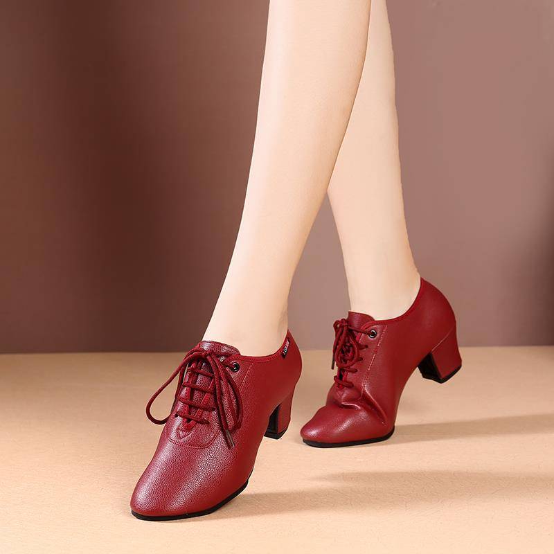 Latin dance shoes adult ladies soft bottom mid -high heel teacher shoes friendship dance shoes