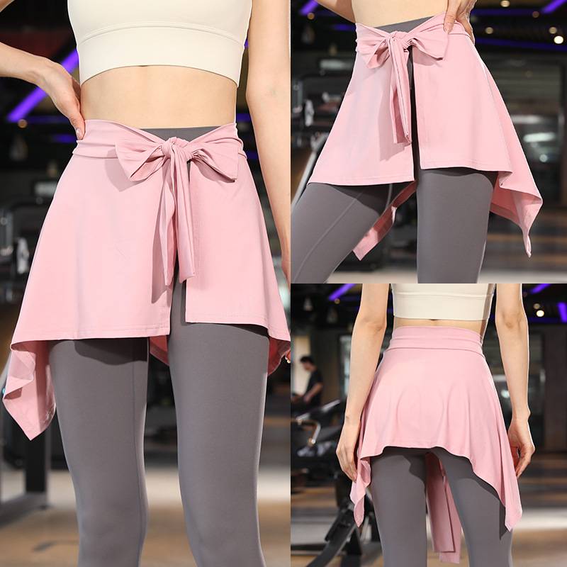 Half -body one -piece sports yoga skirt women's defense light film skirt running fitness outside with hip hip Latin dance skirt