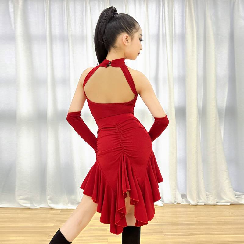Connilin dance service female summer hanging neck top, irregular skirt children's dancing performance service suit suit