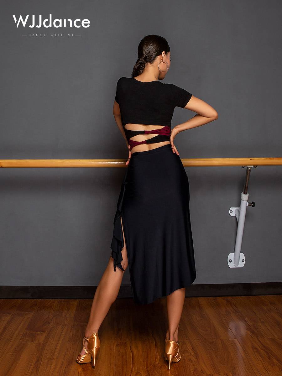 Wjjdance Latin dance top female adult 2024 new short twisting back national standard training uniform dancing clothes