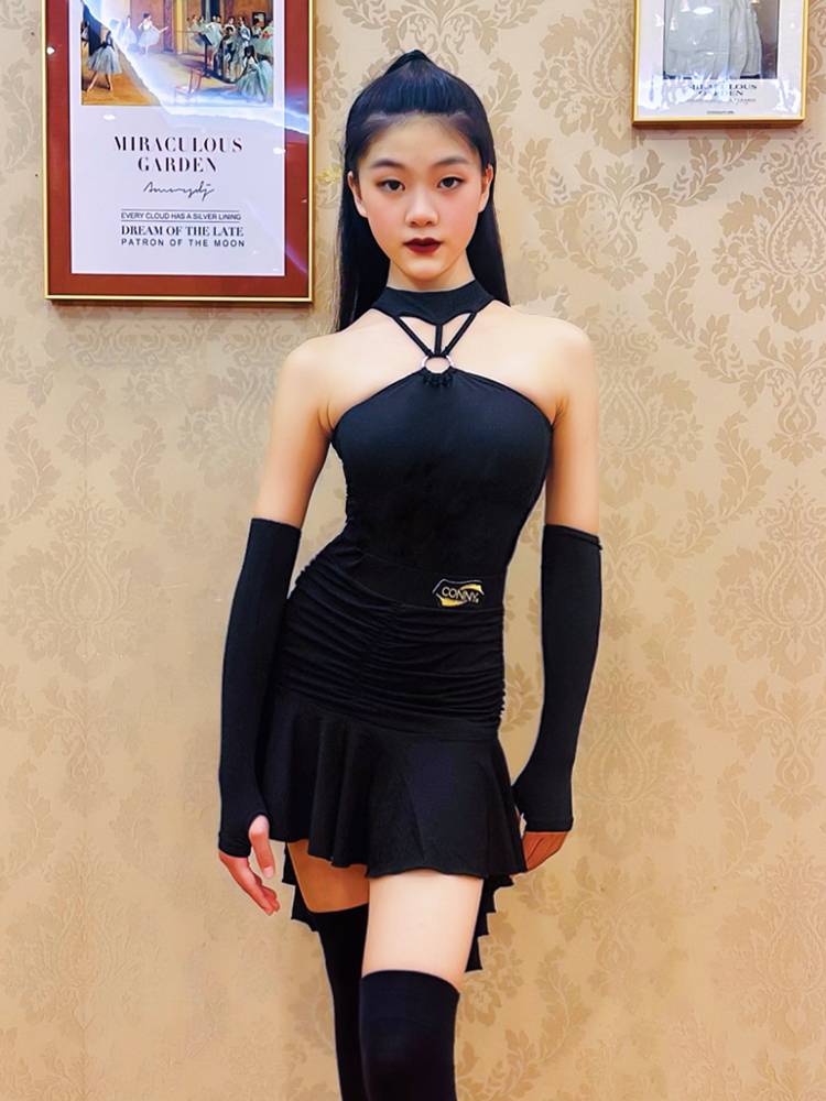 Connilin dance service female summer hanging neck top, irregular skirt children's dancing performance service suit suit