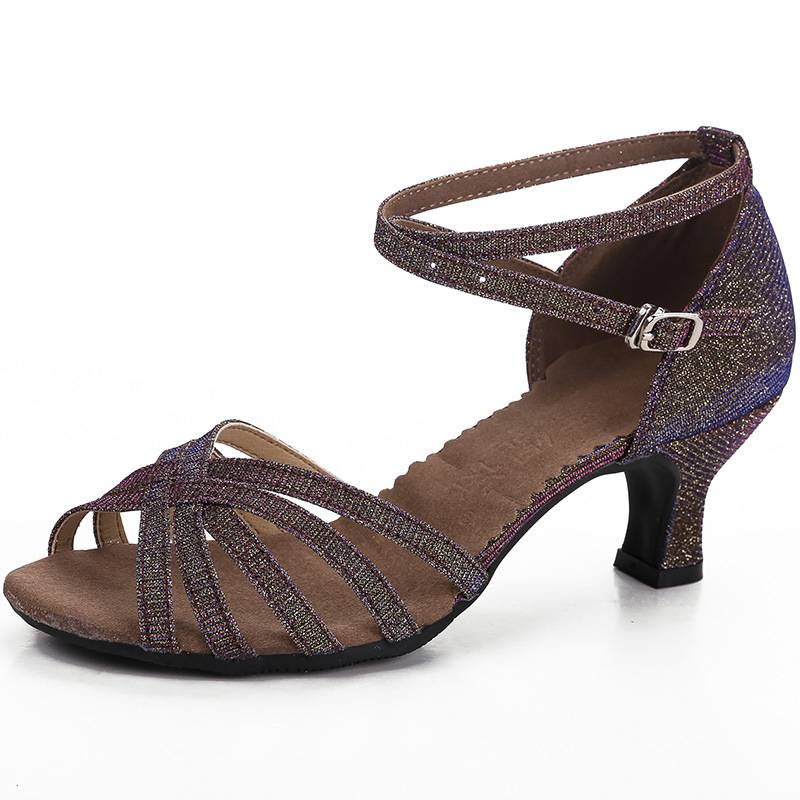 Latin dance shoes female adult medium high heels are just soft -bottomed dance shoes beginners practice shoes summer square dance sandals