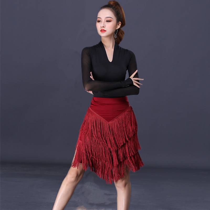 Latin dance skirt new practice clothing female adult half -bodies skirt skirt under the game dance performance clothing