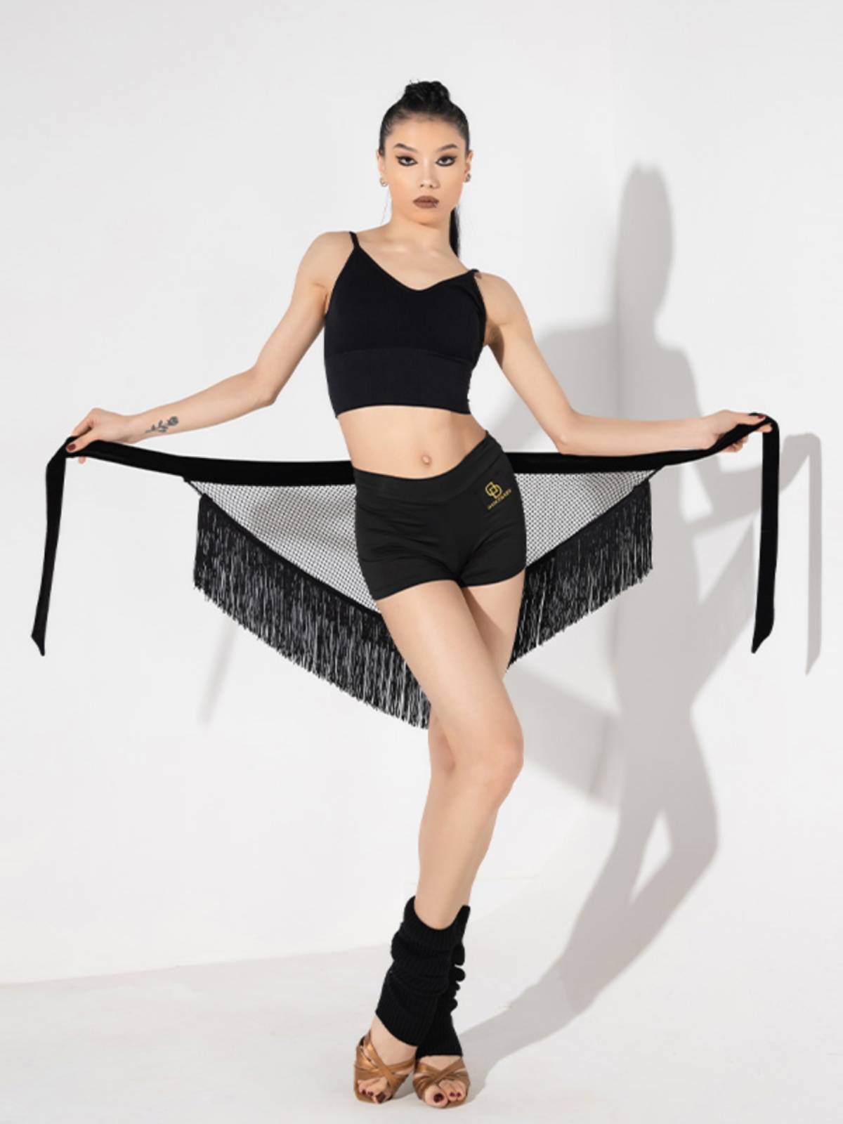Latin dance bottom pants thin black practice pants anti -light safety pants adult square dance clothing bottom pants ID02