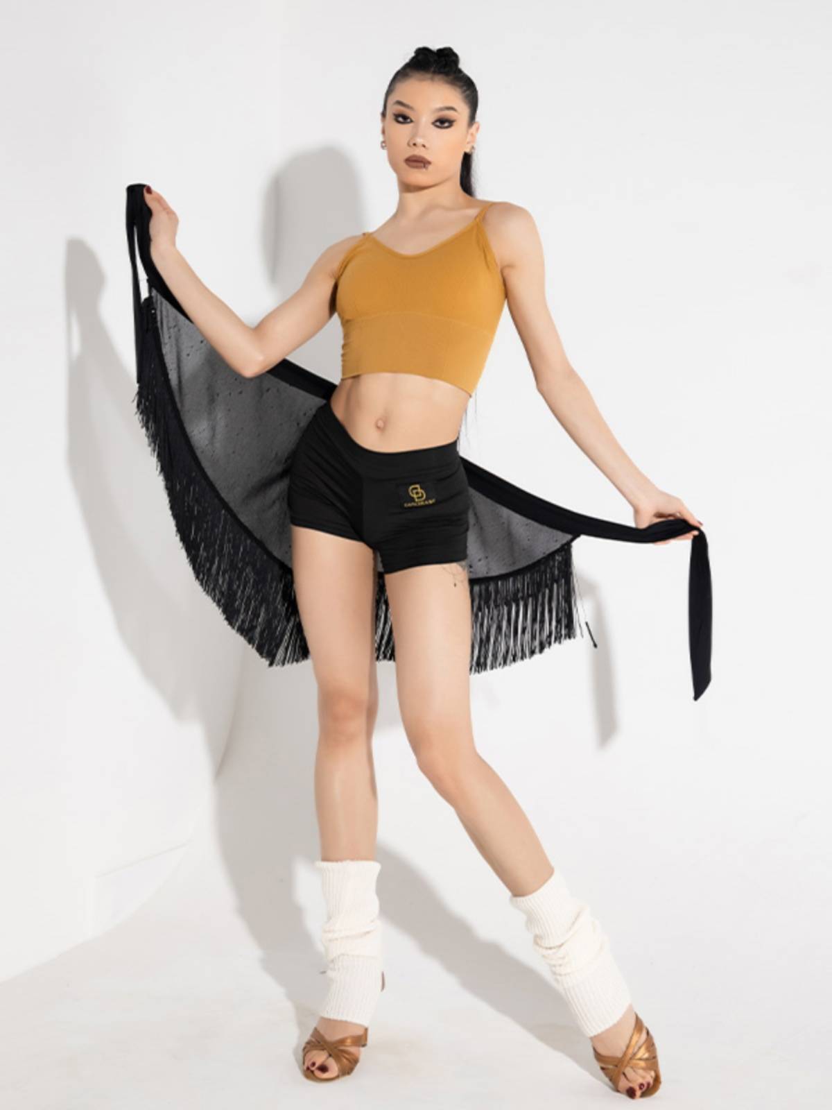 Latin dance bottom pants thin black practice pants anti -light safety pants adult square dance clothing bottom pants ID02