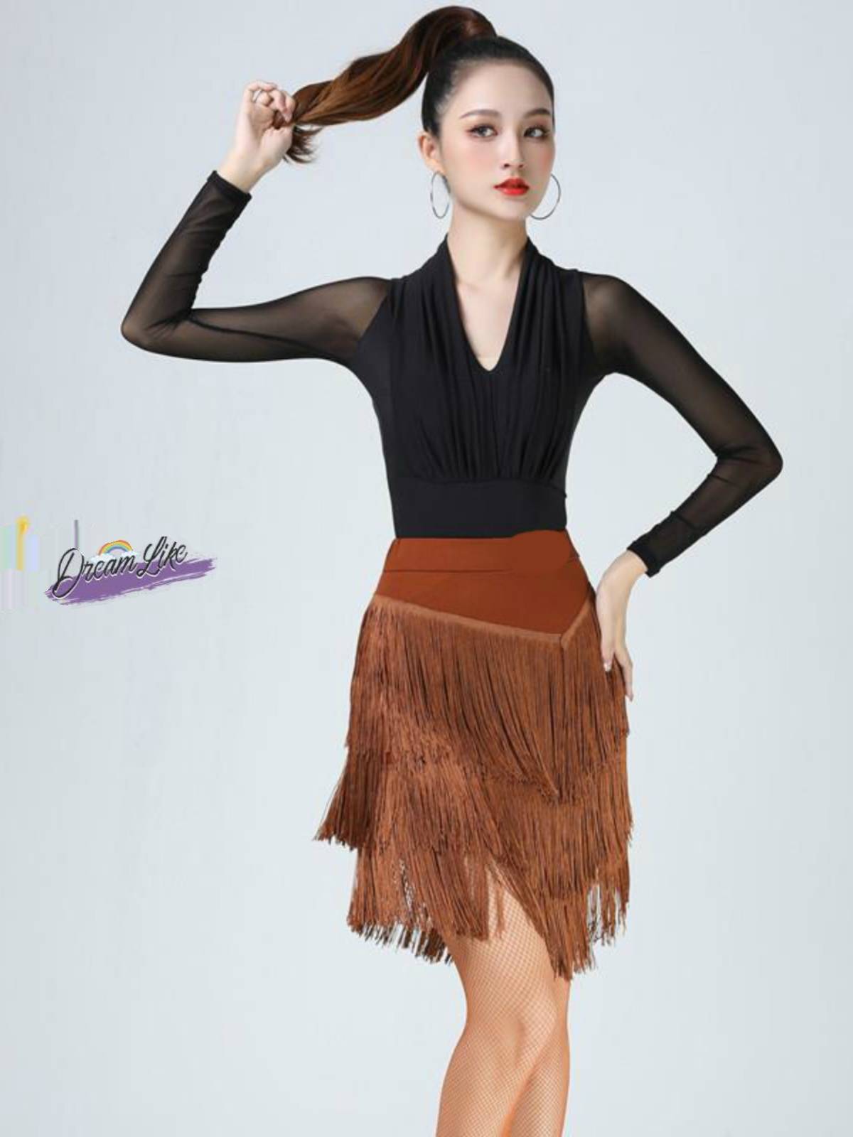 Latin Dance Skirt Skirt Summer New Adult Female Competition Dance Dance Dance Fun Leader Mid -length sexy Liusu skirt