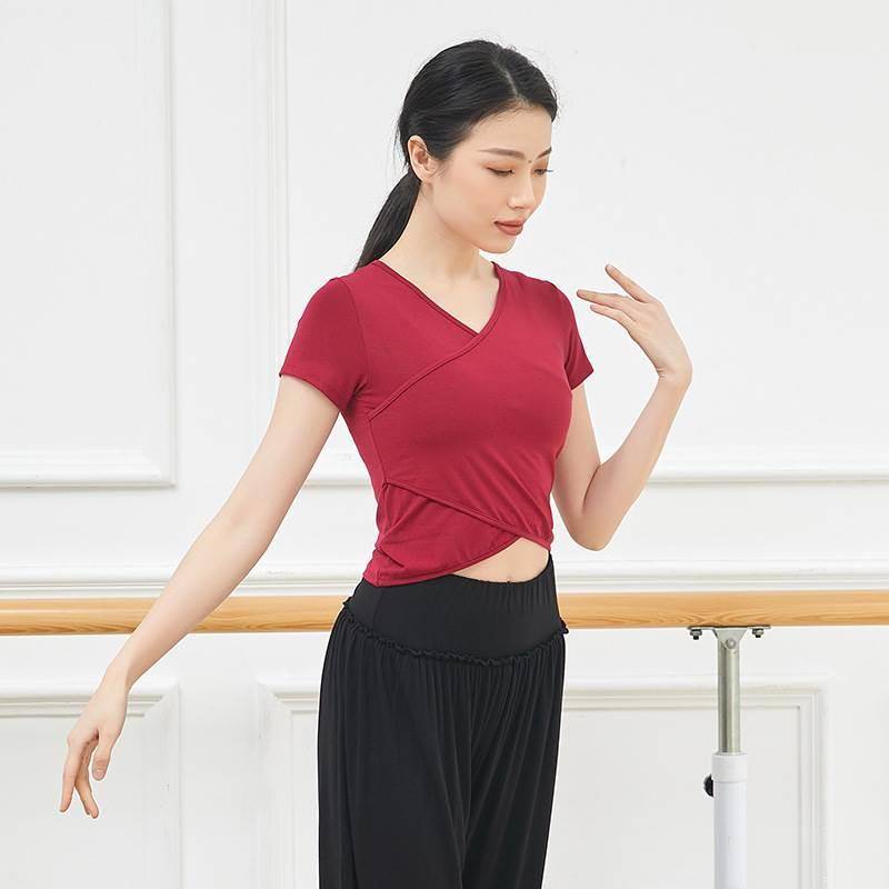 Clearance ~ Black Latin dance service female practice short -sleeved top adult classical dance shape customization