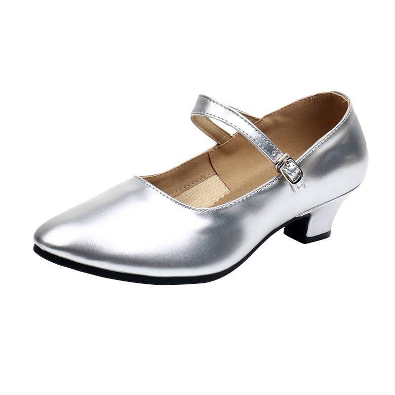 Latin Dance Shoes Female Silver Plaza Dance Shoes Modern Dance Shoes Soft -Sos Dance Shoes Xinjiang Dance Shoes Vitamin Golden Heel