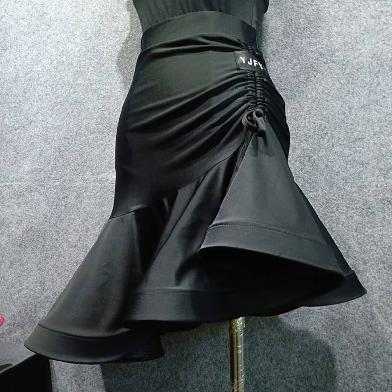 See the Fan Yu Latin dance skirt, fish bone skirt, skirt, skirt, drawing rope, wild dance practice skirt w2