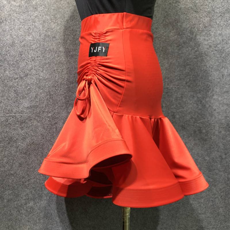 See the Fan Yu Latin dance skirt, fish bone skirt, skirt, skirt, drawing rope, wild dance practice skirt w2
