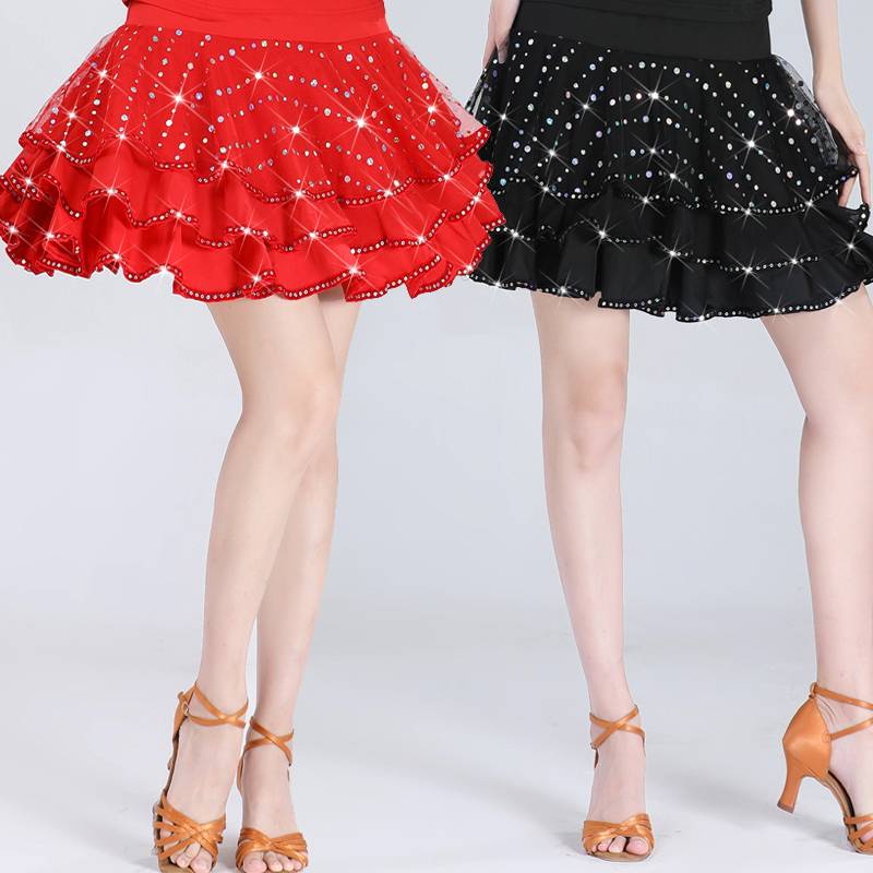Square dance clothing new half -bodies big skirt sequin performance service Gitta short skirt Latin dance dance skirt female