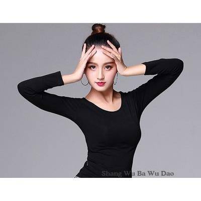 Latin dance top new ice silk Latin dance clothing ladies adult dance clothing practice clothes versatile T -shirt summer