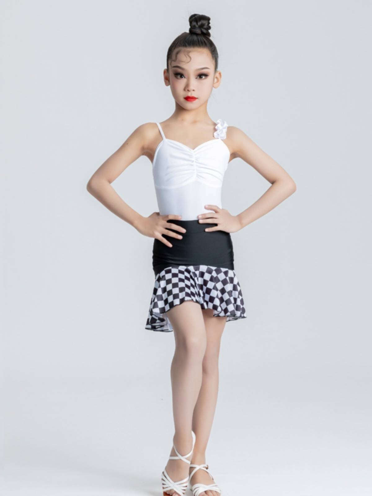 Latin Dance Girls Summer New Studios Training Performance Services White Latin Dance Skirts Practice