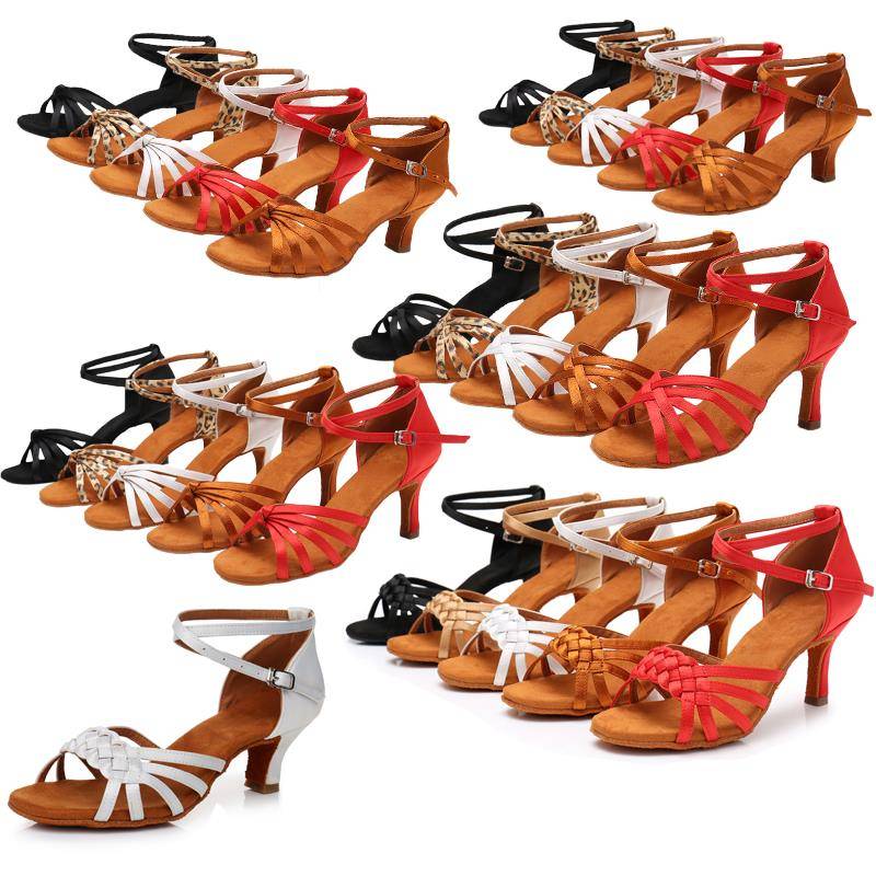 Latin dance shoes adult beginner adult soft base adult high -heeled girls with spring and summer Latin shoes
