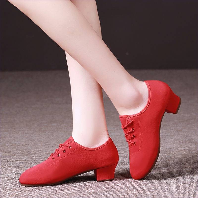 Professional Latin dance shoes ladies mid -to -high heels dance shoes soft bottom teacher body training shoes square dance shoes