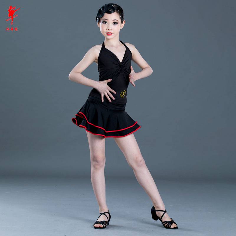 Red Dance Shoes 3917 Dance Server Girls and Children Latin Dance Black Studius top