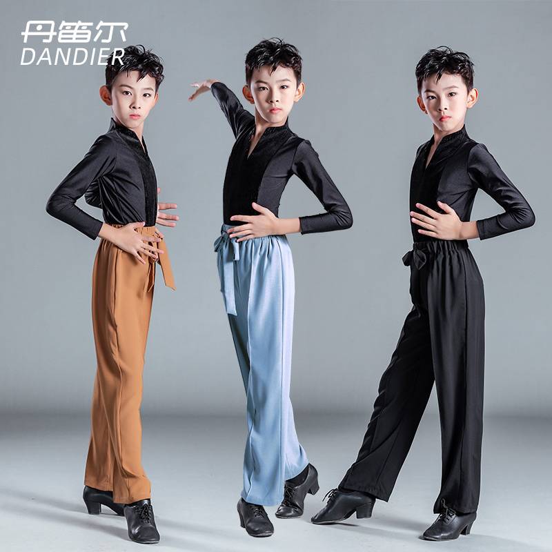 Dankel Boys Latin Dance Exercise Competition Examination Standard Dance Service Dance Server Children's Long Sleeve Latin Dance Children