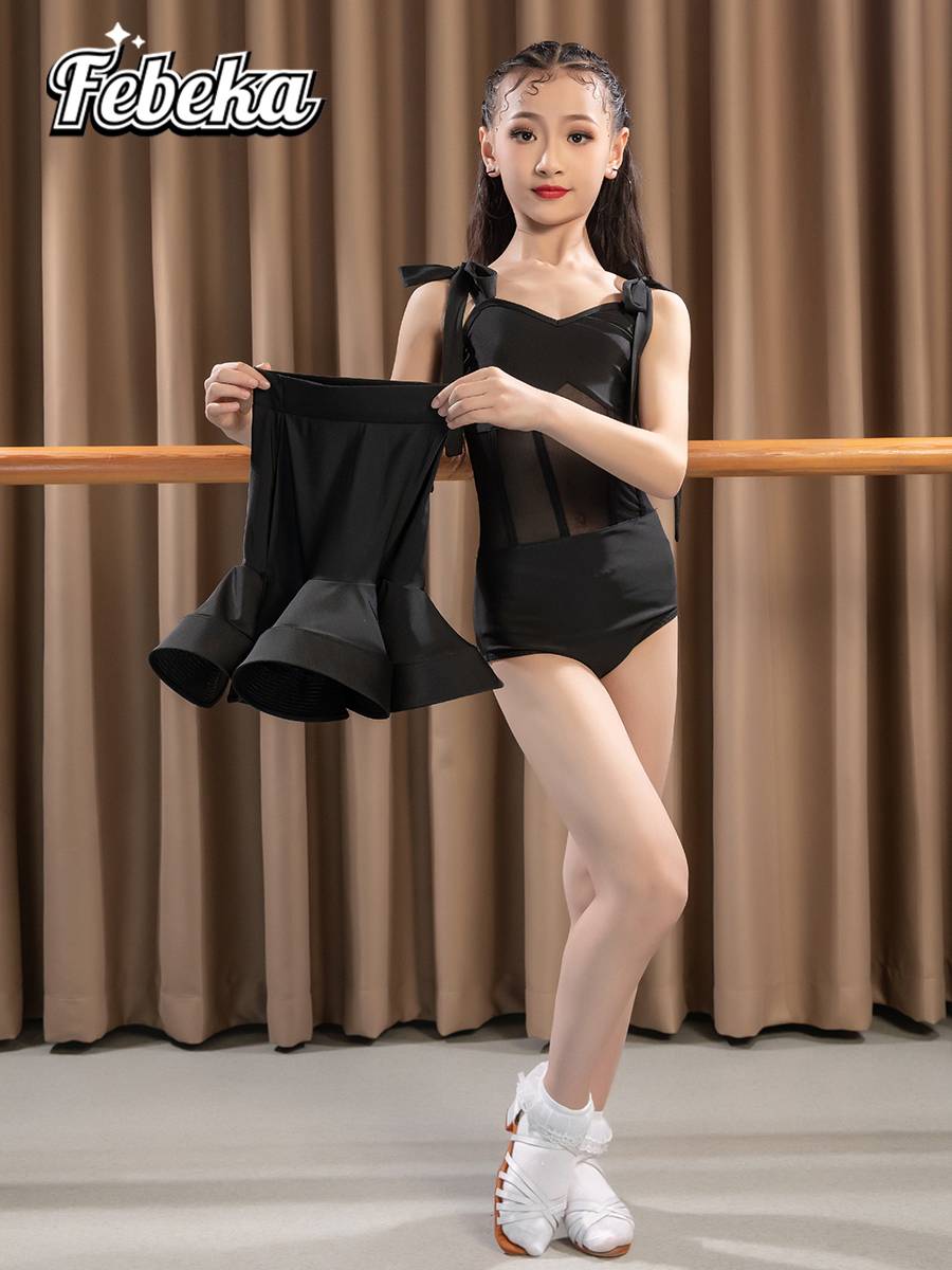 Phoebe latte, young kid's tweezer, 2024 summer new girl's high-sense dance dress