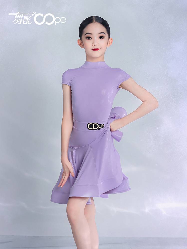 OOPE dance with mirroring shiny leather short -sleeved Latin dance watch show new professional competition service girl regulations