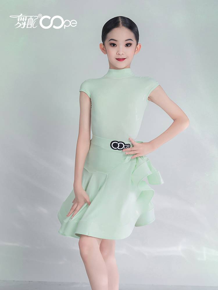 OOPE dance with mirroring shiny leather short -sleeved Latin dance watch show new professional competition service girl regulations