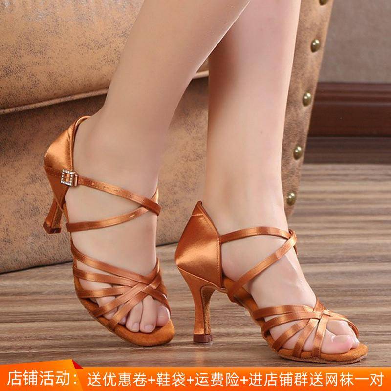 2024 rhyme dance soft female Latin dance shoes become indoor bottom girls and professional children and professional children's practice shoes and shoes Latin