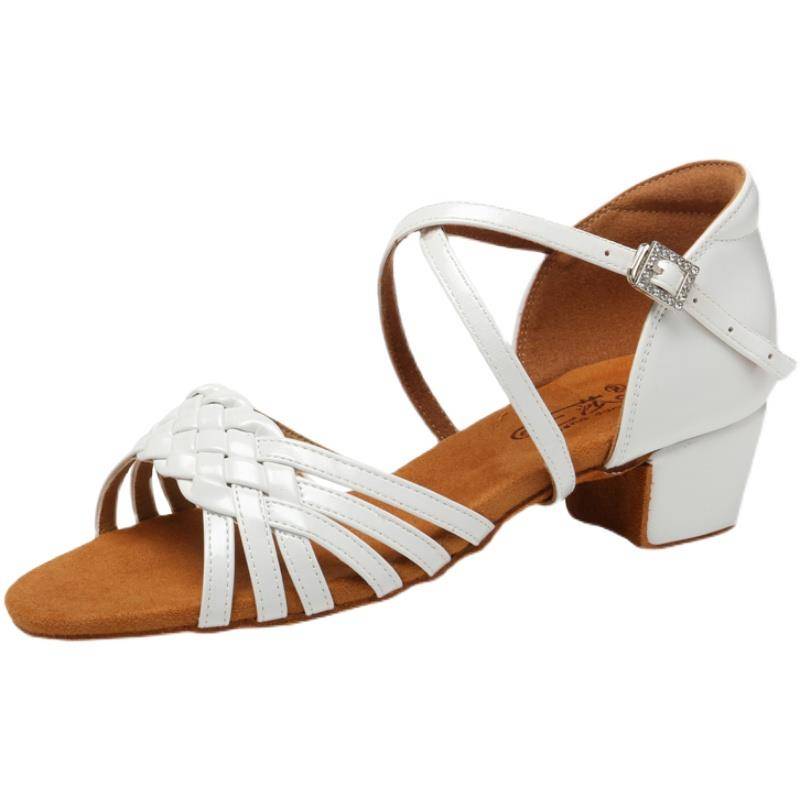 Professional white Latin dance shoes girl beginner scholar soft bottom girl practice competition dance dance shoes summer