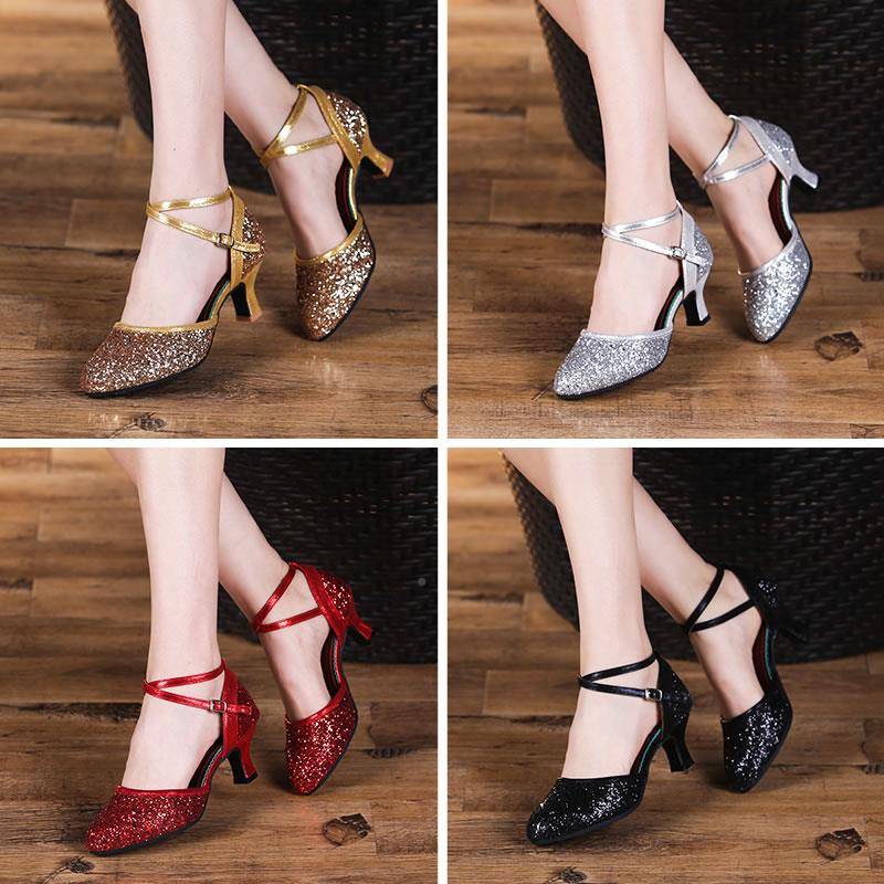 Latin dancers summer mid -high heels new shoes dance shoes wear soft bottom friendship outside MZC245 Guangwu shoes dancing shoes