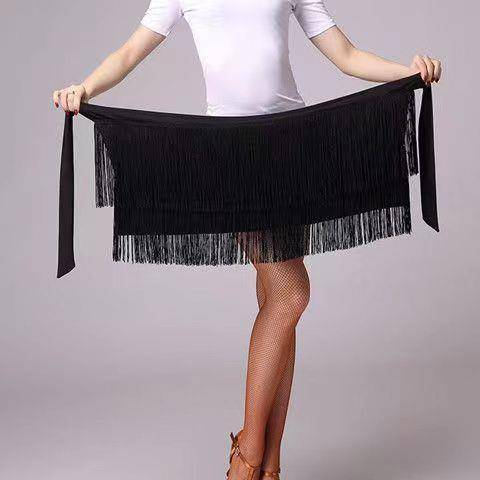 Adult Latin dance hip towel female irregular streaming apron apron Latin Practice Dance Short Skirts