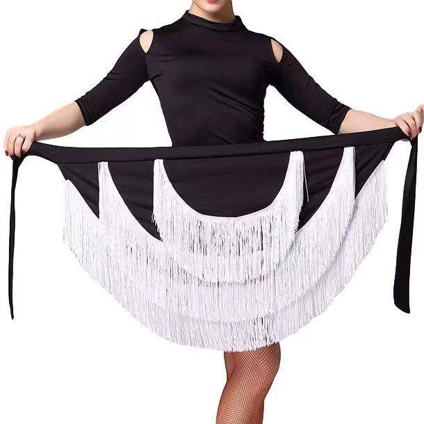 Adult Latin dance hip towel female irregular streaming apron apron Latin Practice Dance Short Skirts