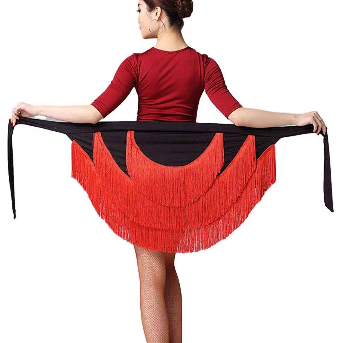 Adult Latin dance hip towel female irregular streaming apron apron Latin Practice Dance Short Skirts
