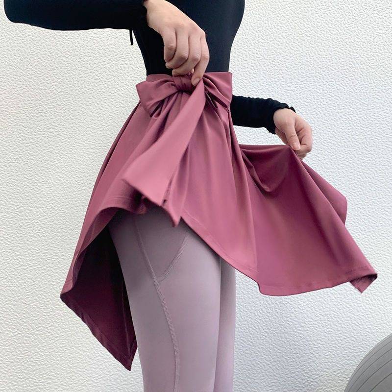 Half -body one -piece sports yoga skirt women's defense light film skirt running fitness outside with hip hip Latin dance skirt