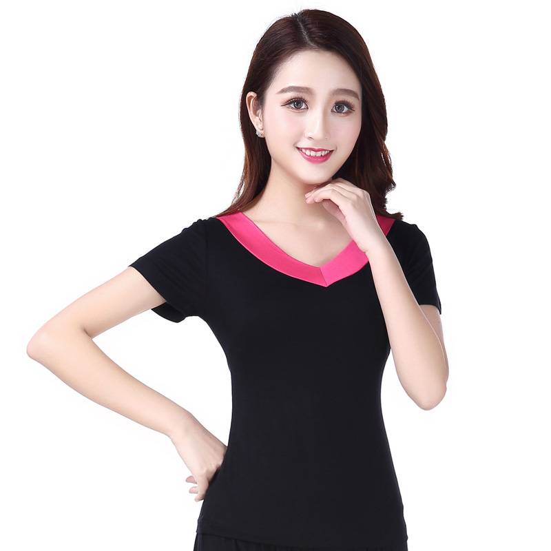 Latin dance clothing women's new student body class dance practice service square dance clothing clothing Modal short sleeves