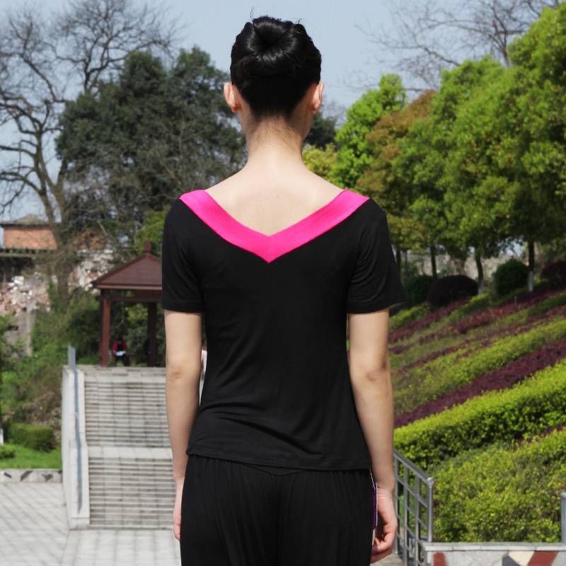 Latin dance clothing women's new student body class dance practice service square dance clothing clothing Modal short sleeves