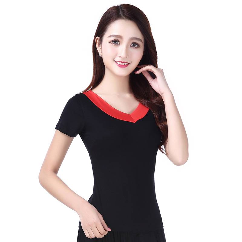 Latin dance clothing women's new student body class dance practice service square dance clothing clothing Modal short sleeves