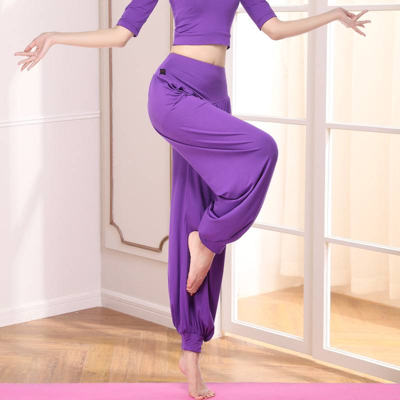 Latin dance pants female long pants wide -leg pants loose new black high -waisted dance pants Modal lamp pants