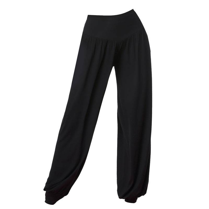 Latin dance pants female long pants wide -leg pants loose new black high -waisted dance pants Modal lamp pants