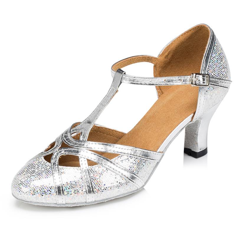 Baotou Latin Dance Shoes Female Adult Golden Q Sencest Plaza Dance Shoes Dance Mid -Heel Performance Performance Shoes Soft