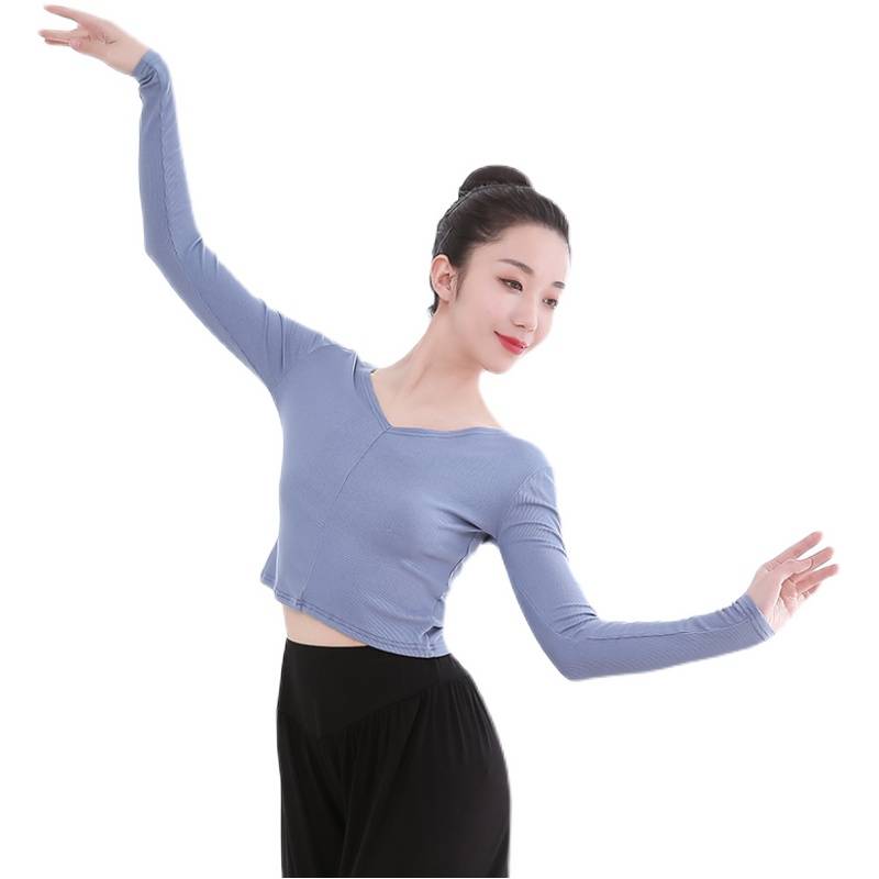 Chinese dance dance service female adult long -sleeved V -neck Latin dance service ballet modern dance top teacher art test