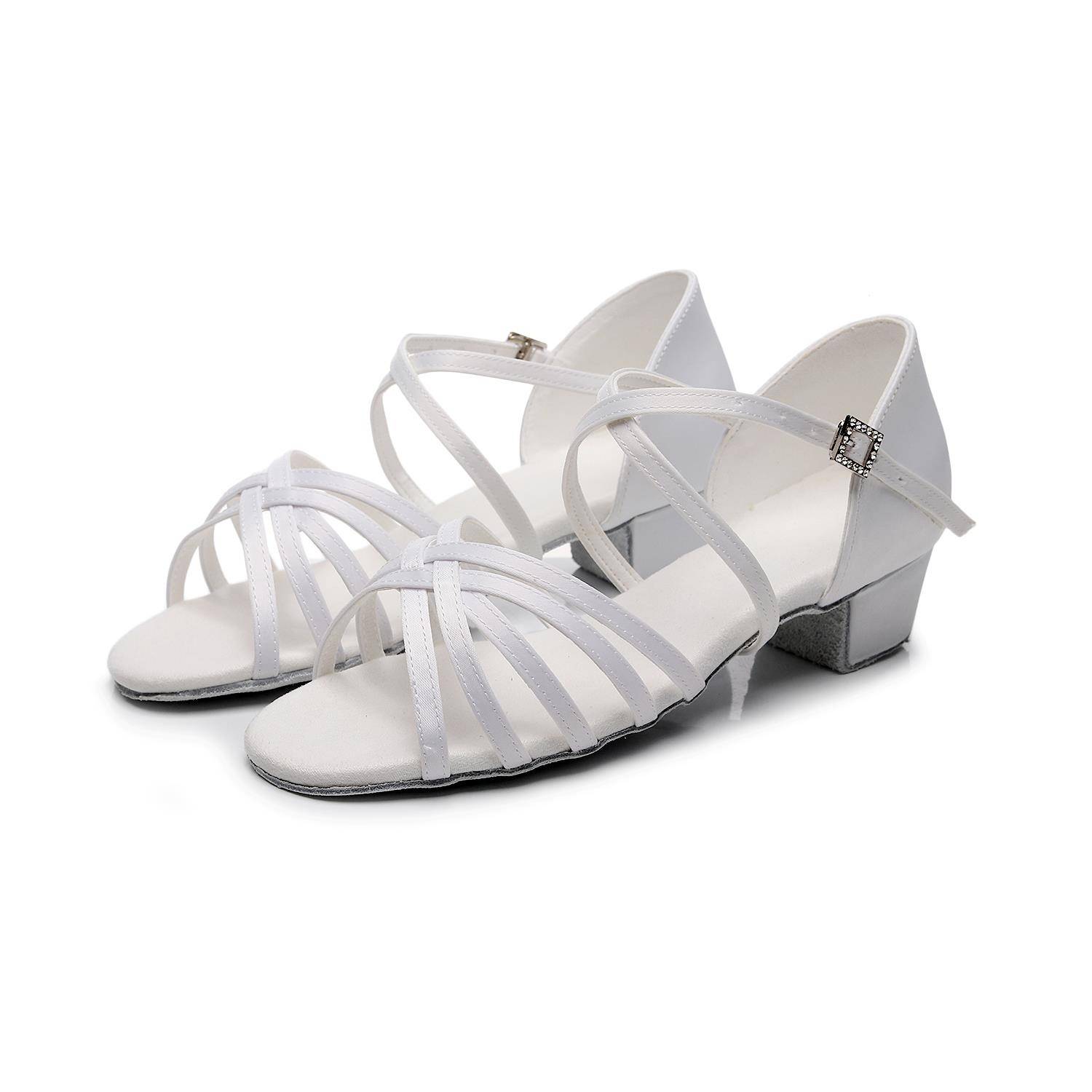 Children's Latin Dance Shoes, Girls' Professional White Girl Adult Latin Shoes Soft Waves Children's New Practice Dance Shoes