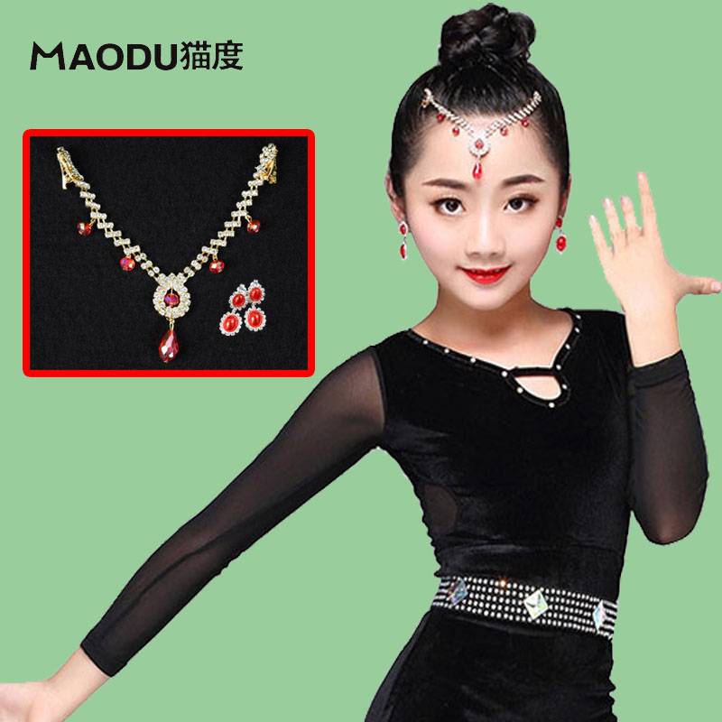 Latin dance head jewelry new children's competition accessories inlaid professional performance head chain rhinestone earrings performance