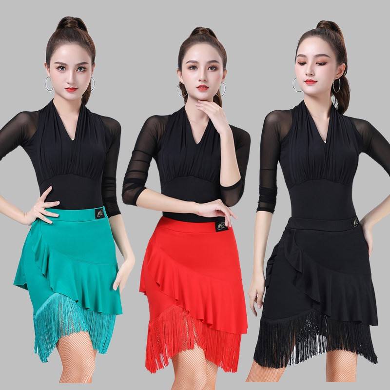 Latin dance skirt new practice clothing female adult half -bodies skirt skirt under the game dance performance clothing