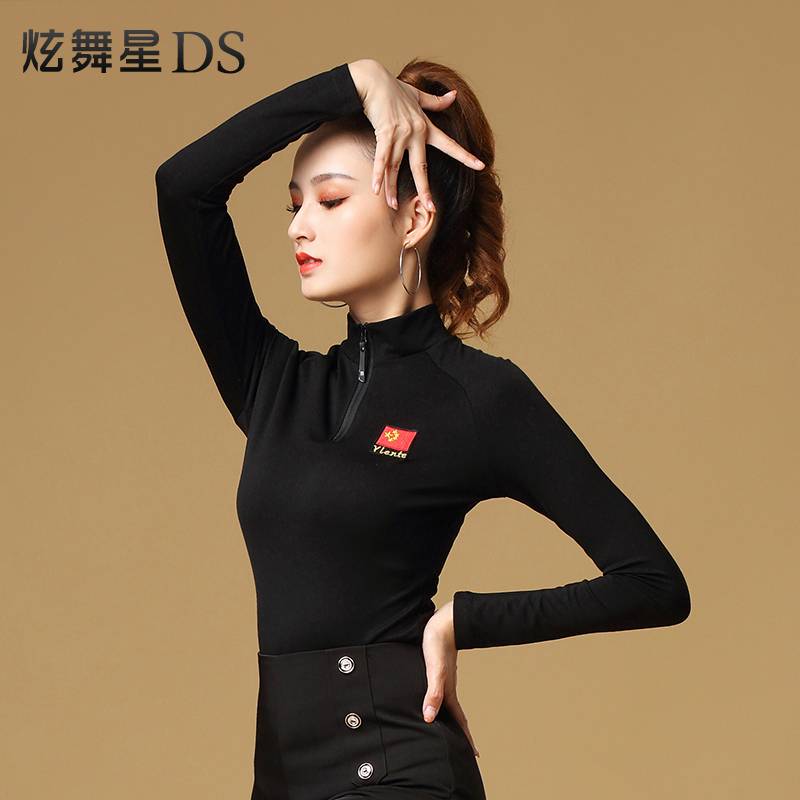 Spot Latin dance, adult female Mo S, dance clothing high -coordinated dance training, long -sleeved dancing service spring