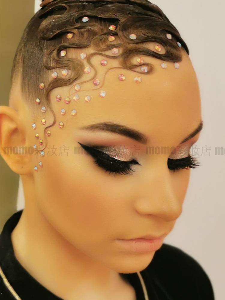 Professional Black Pond Hair Drill Latin Dance Modern Dance Performance Single Single Self -Ads Advering Patch Diamond Pearl
