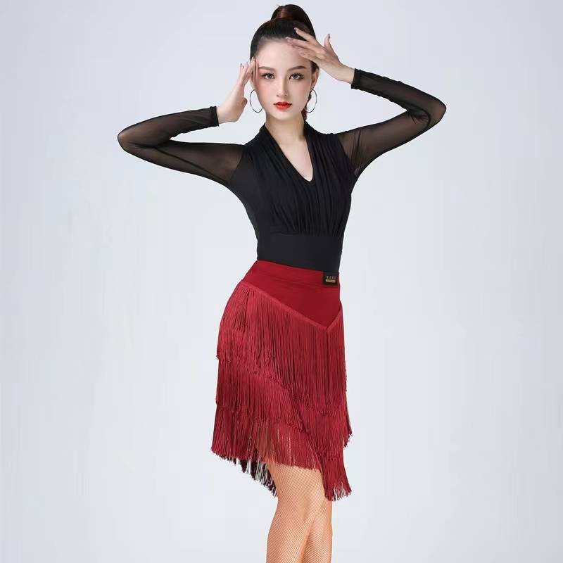 New Latin Dance Dance Gongcong Female adult mid -length half -bodies skirt skirt under the dance competition performance service