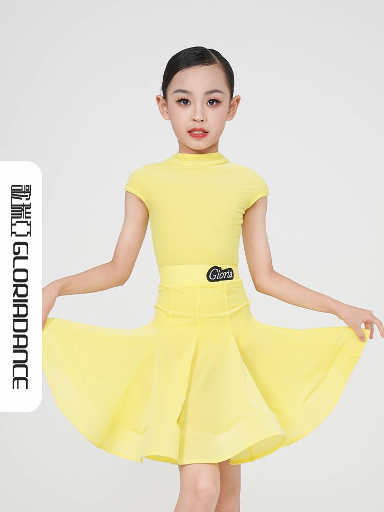Golita professional Latin dance service girls and children's new high -necked thin velvet split tilted bone test competition regulations