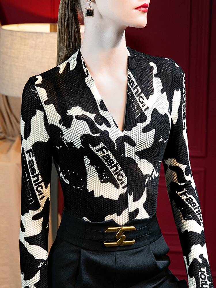 Latin dance clothing women's top player's dance clothes fashion country standard Modern dance practice service 2024 new spring