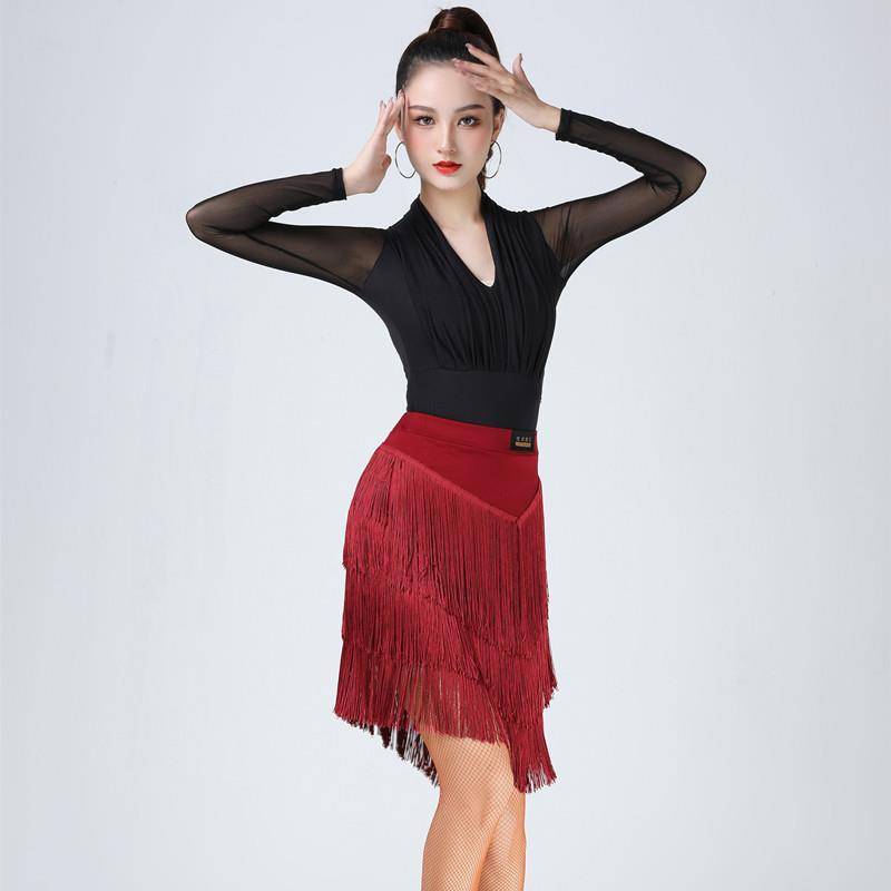 High-end Latin troupe, new dress for adult, long-tied, long-skirt, low-skirt dance contest